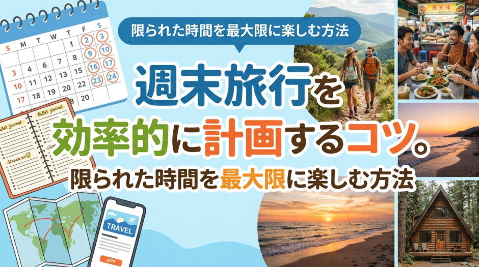 週末旅行を効率的に計画するコツ。限られた時間を最大限に楽しむ方法