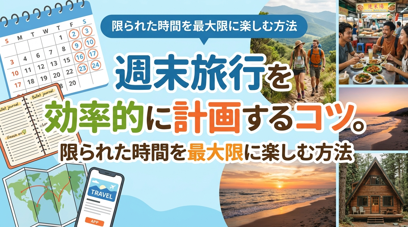 週末旅行を効率的に計画するコツ。限られた時間を最大限に楽しむ方法